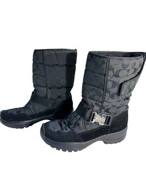 Coach Women’s Sharron Black Monogram Vibram Winter Boot Size US 8.5